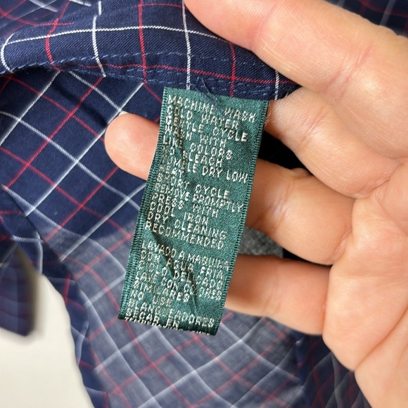 Lauren Ralph Lauren Button Down Shirt Ruffle Front iDark Navy Blue Purplish sz L - Picture 6 of 9